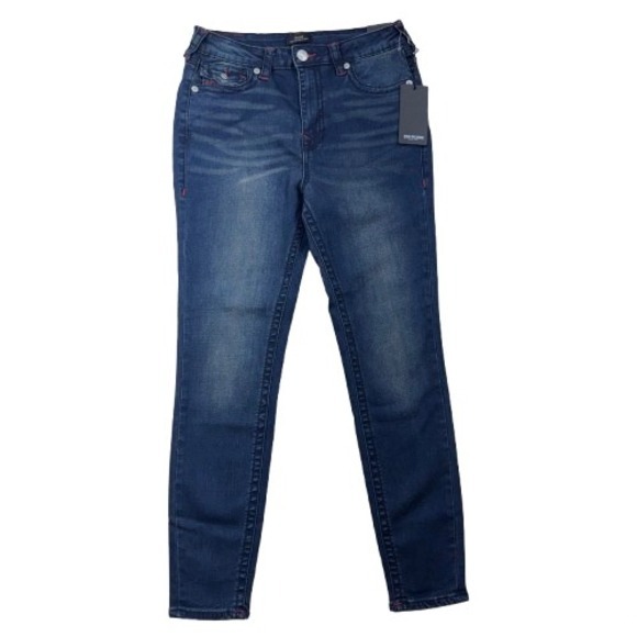 True Religion Denim - True Religion Halle Big T HR Flap Skinny Jeans Dark Rejuvenating Wash Size 30